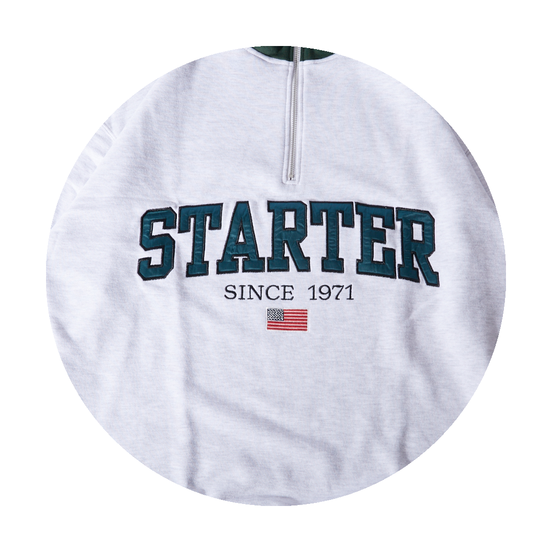 HALF-ZIP SWEAT / LIGHT HEATHER GREY – THERE